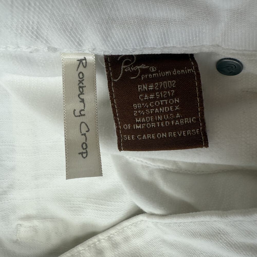 Paige Jeans Womens 29 White Roxbury Crop Premium Denim Stretch Skinny Pants USA - Picture 5 of 13